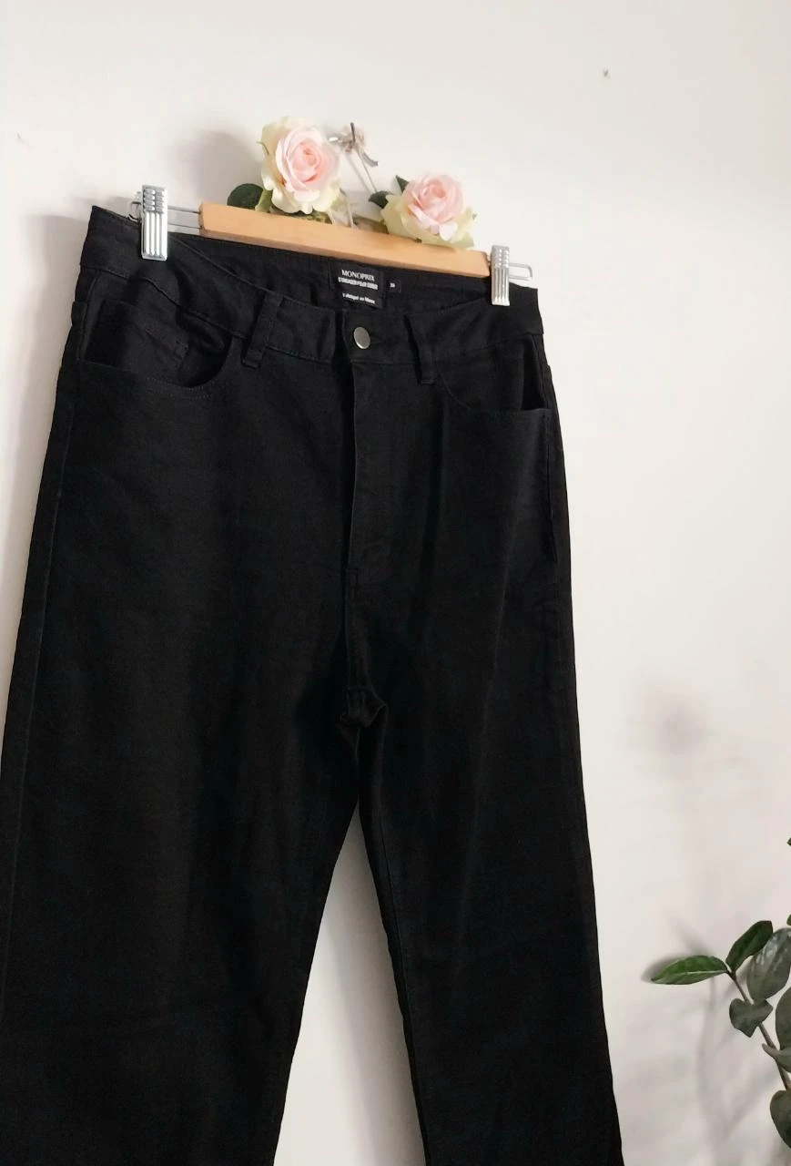 Jeans rectos elásticos negros Monoprix Talla 38 – photo 3